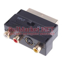 Адаптер скарт (женски) към s-video (женски) и 3 чинча (женски)